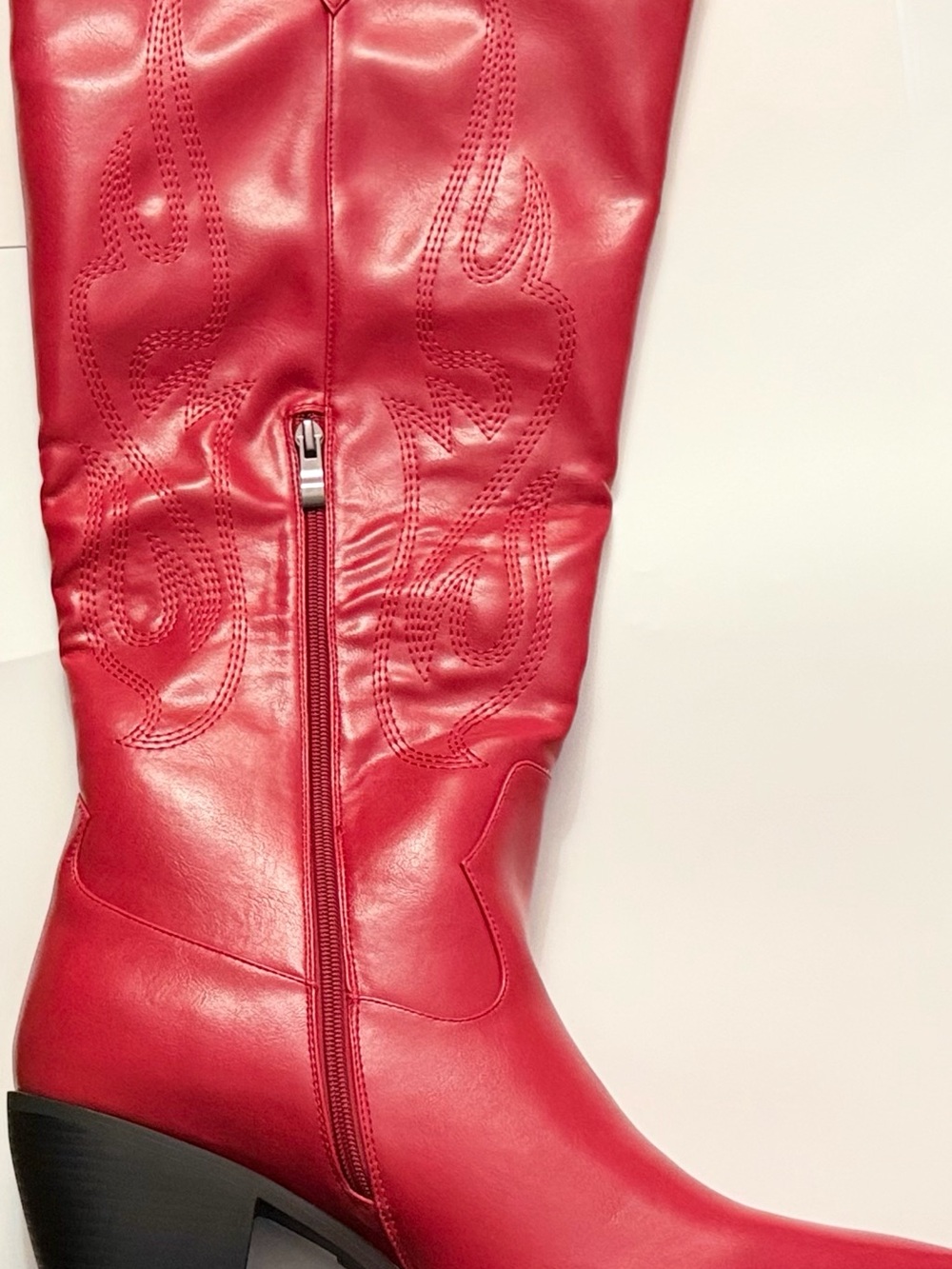 Amazon Women's Red Mid-Calf Western Zip-Heel Boots